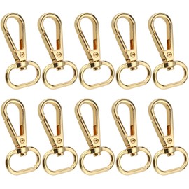 Unvtap 10pcs 25x50mm Golden Swivel Lobster Hook Key Chain D-Rings Rotating Carabiner Hook Keychain for DIY Bag Lanyard Backpack Strap Accessories