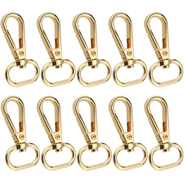 Unvtap 10pcs 25x50mm Golden Swivel Lobster Hook Key Chain D-Rings