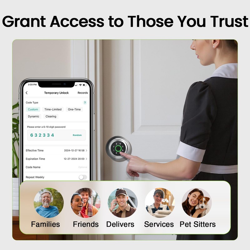 GHome Smart Fingerprint Door Lock, 4 in 1 Smart Fingerprint