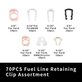 70pcs Fuel Line Clips Kit for 5/16" and 3/8" Lines - Compatible with Ford GM Chrysler,Fuel Pump Clips - Auto Assortment for Fuel Line Repair
