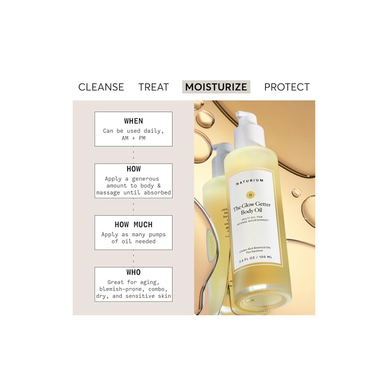 Naturium Aceite Corporal Glow Getter, Multiaceite Para Una Nutrición Intensa,