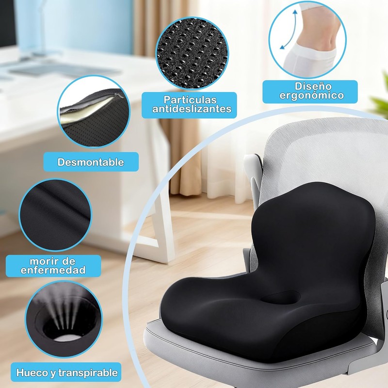 Cojín para Silla Respaldo de Oficina Cojín Ortopedico para Coxis