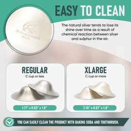 Silvamom Silver Nursing Cups - Reusable 925 Silver Nursing Covers for Sore Nipples, Postpartum Mom Breastfeeding Essentials, Soothes & Protects - X Large