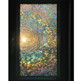 Galaxy FG Decorative Window Privacy Film, 3D Stained Glass Window Sticker, Anti-UV Sun Blocker Heat Control, 17.5 Inch x 78.74 Inch