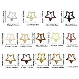 30PCS 1.77" Matte Metal Snap Barrettes- Star Hair Clips for Women & Girls, Non-Slip Vintage Y2K Hair Accessories for Bangs, Bun, Side Hair & Updo (A)