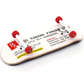 Teak Tuning 32mm Pro Fingerboard Heat Transfer Graphic Complete - Fully Assembled with Pro Level Parts - Pro Shaped Wood Deck (34x97mm), UltraSpin Wheels, Prodigy Trucks - Teak Prescription