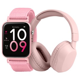 Tikkers Smart Series 13 - Pink Easy Release Fabric Strap Smart Watch & Headphone TKS13-0034-SET