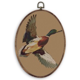 DILSJ Vintage Flying Mallard Duck Oval Wall Art Decor, Farmhouse Hunting Duck Wall Art Framed, Rustic Cottagecore Hanging Decorations for Home Bedroom Living Room Kitchen Farmhouse, 8.5x11 Inch