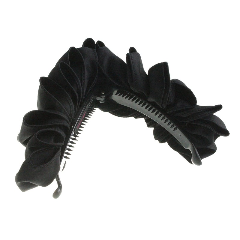 VINGTAINE H7134-BK- Basic Color Volume Ruffle Banana Clip Office Hair