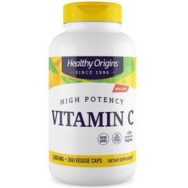 Healthy Origins, High Potency Vitamin C 1000mg, 360 vegane Kapseln, hochdosiert, Laborgeprüft, Vegetarisch, Sojafrei, Glutenfrei, ohne Gentechnik