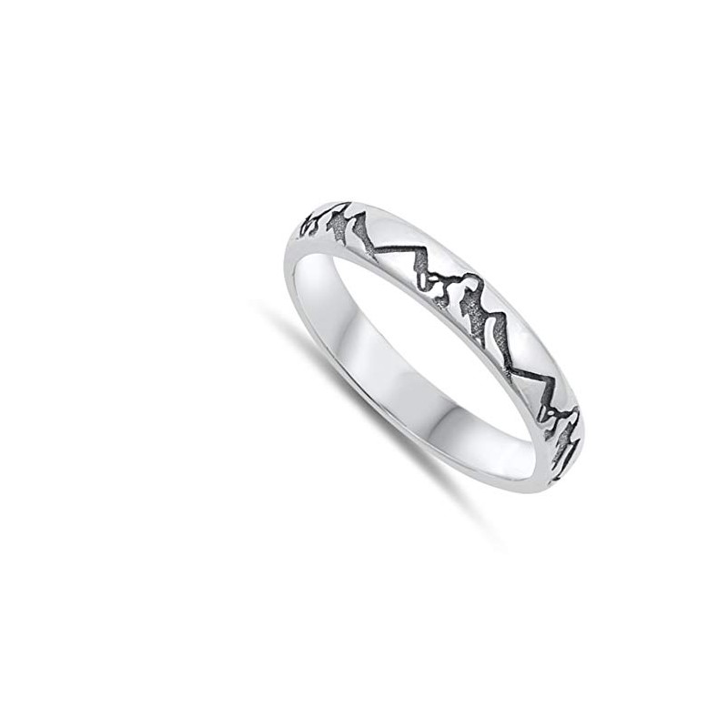 Oxidized Mountain Range Ring New .925 Sterling Silver Band Size
