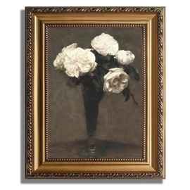 AGOLINE Vintage Gold Frame Canvas Wall Art-Moody Roses Classical Wall Decor Pictures for Living Room Bedroom kitchen Wall Art Canvas Prints,9"x12"