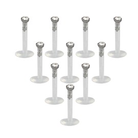 Briana Williams, Bioflex Lip Piercing, Flexible, Labret Stud, Ear Plugs, Monroe, Tragus, Helix, Zirconia, Piercing, 1.2 mm, Pack of 10, Stainless Steel