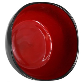 Gibson Home Urban Cafe Stoneware Serving Bowl, 10.3-inch Diameter, Red and Black, Kitchen Accessories, 97225.01