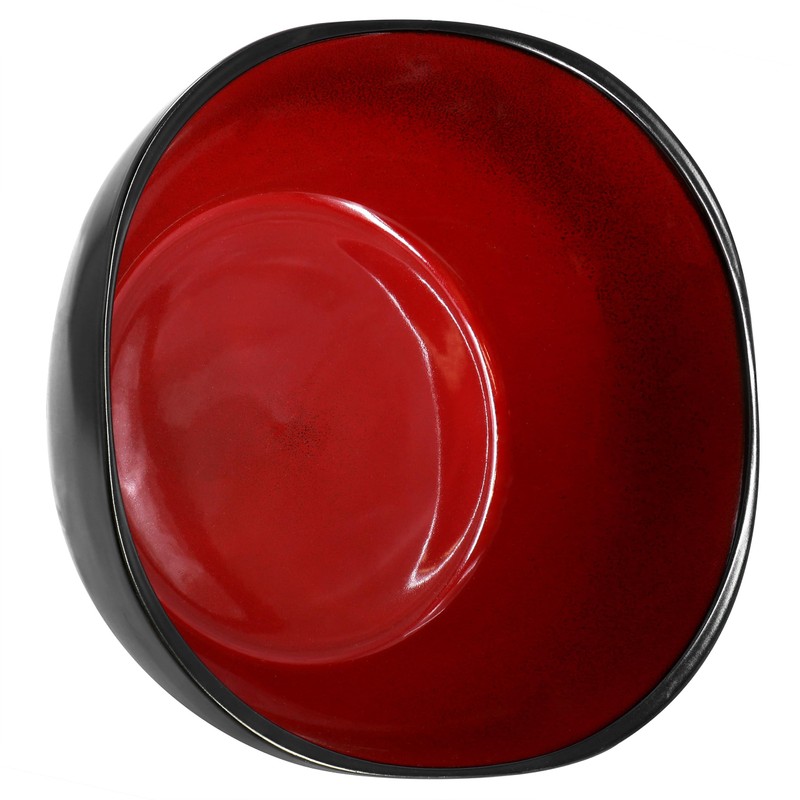Gibson Home Urban Cafe Stoneware Serving Bowl, 10.3-inch Diameter, Red