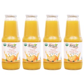 Anna and Sarah 33.8 Oz Organic Orange Juice - Glass Bottle (4 Pack) No Sugar, No Artificial Colors, No Preservatives, No Flavors Added,NOT from Concentrate