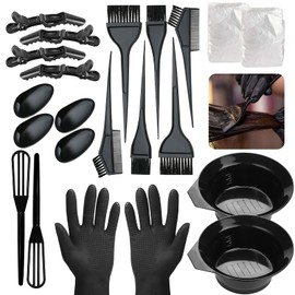 [Premium Material] Superhairpieces 22 Pieces Hair Dye Coloring Kit, Including 2 Hair Tinting Bowl, 4 Dye Brushes, 2 Hair Dye Combs, 4 Ear Covers, 4 Hairdressing Clips, 2 Disposable Hair Capes, 1 Pair of Vinyl Disposable Gloves, 2 Dye Paste Mixers for DIY