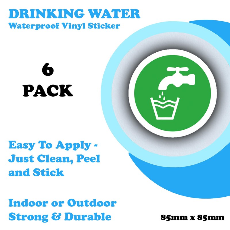 6 Pack - Drinking Water Allowed Stickers – Waterproof Sticker
