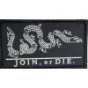 political cartoon JOIN OR DIE Black White Tactical Hook Embroidered