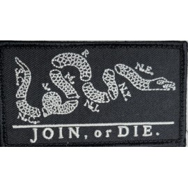 political cartoon  JOIN OR DIE Black  White  Tactical Hook Embroidered Patch