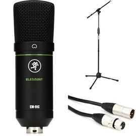 MackieEM-91C Large-Diaphragm Condenser Microphone for Studio Recording, Vocals, Podcasts, Streaming, and Content Creation with Adjustable Stand, XLR Cable, Audio Performance, Durable