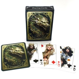 Noble Artisan Designs Dragon Playing Cards, Fantasy Art Poker Deck, Dragon Themed Deck, Unique Collector Cards (Green)