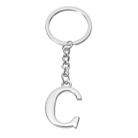 PATIKIL Initial Letter Keychain, Letter C Key Chain DIY Pendant Key Ring Bag Backpack Decor for Men Women Party Gifts Favors, Silver