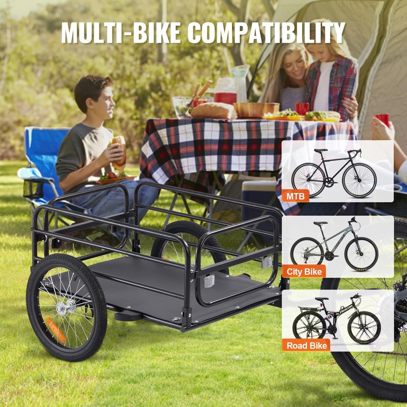 Happybuy Bike Cargo Trailer - 160 lbs Capacity, Foldable &