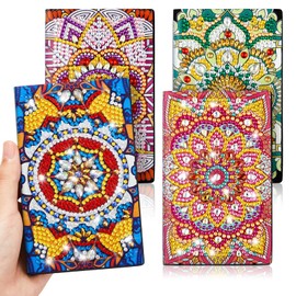 Patelai 4 Pcs Diamond Mandala Flower Notebook Kits 3 x 5 In DIY Mandala Cover Notebook Crystal Mandala Journal Notebook Sketchbook Notepad for Men Women Birthday Crafts Gift Drawing Painting