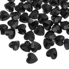 sourcing map 80Pcs Heart Rhinestones, 10mm Pointed Back Heart Glass Rhinestone Gems Crystal for Jewelry Making Costume DIY Crafts, Black