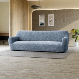 PAULATO BY GA.I.CO. Sofa Slipcover - Stretch Couch Cover - Stylish Cushion Sofa Cover - Soft Polyester Fabric Slip Cover - 1-Piece Form Fit Washable Protector for Pet - Microfibra - Venezia Blue