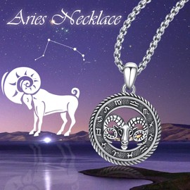 PARYFO Constellation Necklace 12 Zodiac Sign Pendant Necklace Horoscope Chain Oxidised Pendant Constellations Astrology Necklace Birthday Gifts for Women Men Unisex, Sterling Silver