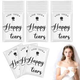 60 Pcs Happy Tears Tissue Packs for Wedding, 4 Ply Pocket Size Facial Tissue Packs, Bulk Travel Mini Paper for Your Happy Tears, Wedding Tissues Packs for Guests & Party Supplies