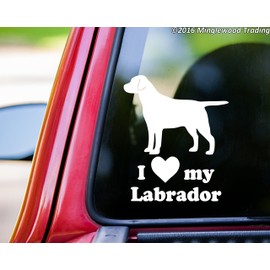 Minglewood Trading I Love My Labrador Vinyl Decal Sticker 6" x 5" Dog Chocolate Yellow Black Lab - Straight White