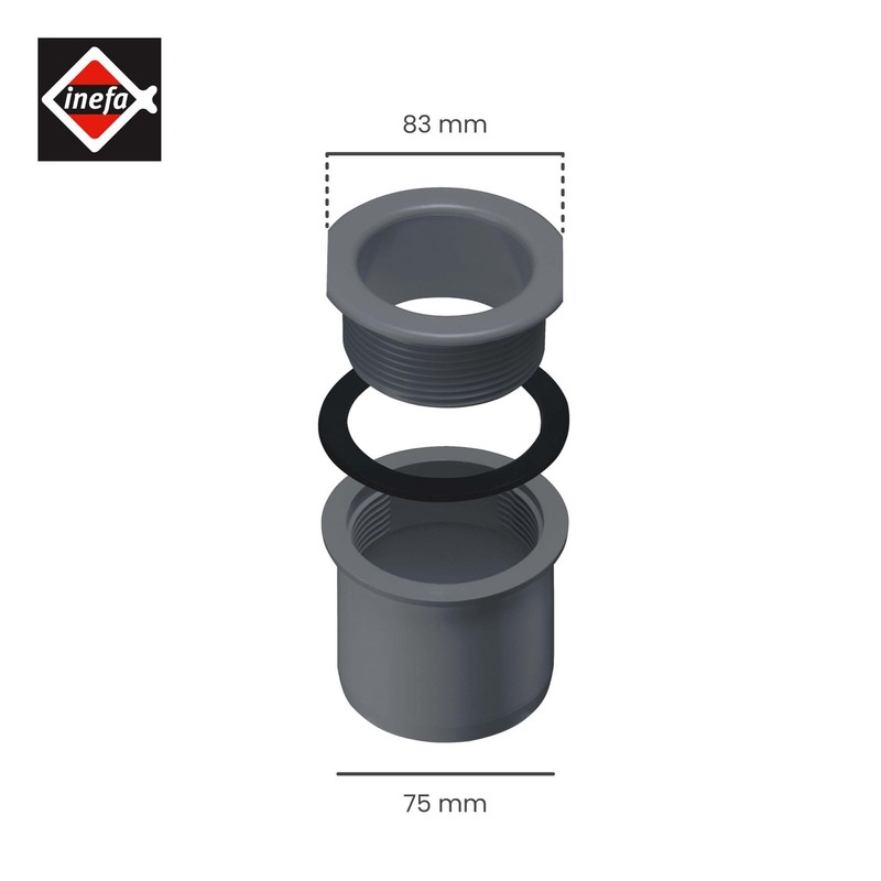 INEFA Screw Socket Gutter to Downpipe, Box Shape, anthracite