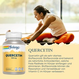 Solaray Quercetin | 500 mg pro Kapsel | 90 Kapseln | laborgeprüft | vegan | glutenfrei | ohne Gentechnik | Nahrungsergänzungsmittel mit Bioflavonoiden | Verbesserung der Aufnahme von Vitamin C