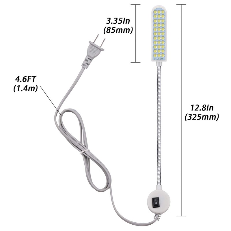 Sewing Machine Light (36LEDs) Gooseneck Work Light with Magnetic Mounting