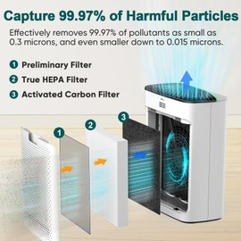 Smart WiFi HEPA Air Purifier for Home Large Room up to 1100 Ft², PM2.5 Display, Auto Mode & 20dB Sleep, Alexa App Control, Quiet Cleaner for Pets, Smoke, Dust, Allergies