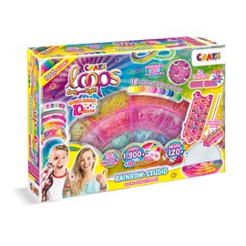 CRAZE loops Rainbow Studio - Loom Bands XXL Set with 1300+ Rubber Bands and Many Accessories - Children's Craft Set - Make Your Own Necklaces, Rings and Bracelets