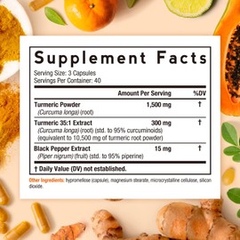 Doctor's Recipes Turmeric Curcumin with Black Pepper Extract 12000 mg, High Absorption Ultra Potency Turmeric Supplement with 95% Curcuminoids, Mobility and Immune Support, Vegan, Non-GMO, 120 Caps