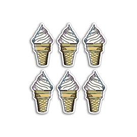 6 x 5cm Summer Ice Cream Vinyl Stickers - Treats Food Cartoon Luggage Men Women Boys Girls Design Small Decal Laptop Scrapbooking #75001