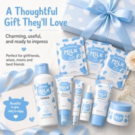 MrCuvaryas Set De Cuidado Facial Con Leche, Cuidado Facial Con Leche Para Adolescentes De 10 A 12 Años, Cuidado Facial 9 En 1 Para Niños, Set De Cuidado Facial Para Niñas De 8 A 12 Años, Cuidado Facia