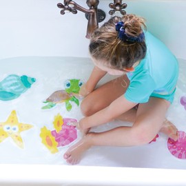 Glo Pals Glo Pals Grips Textured Non-Slip Bathtub Stickers, 8 Extra Large Fun Kids Anti Slip Bath Decals (Guppy)