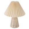Pleated Table Lamp with Remote Control Modern Beige Fabric Shade