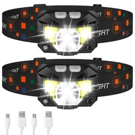 LHKNL Rechargeable LED Headlamp - Ultra-Light & Waterproof, 2-Pack