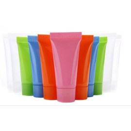 Total 20PCS (Go with 5 Colors 10ml Empty Soft Plastic Facial Cleanser Squeeze Tube Bottle Jar Pot Container for Cosmetic Makeup Sample Skin Care Shower Gel Shampoo Lotion Travel