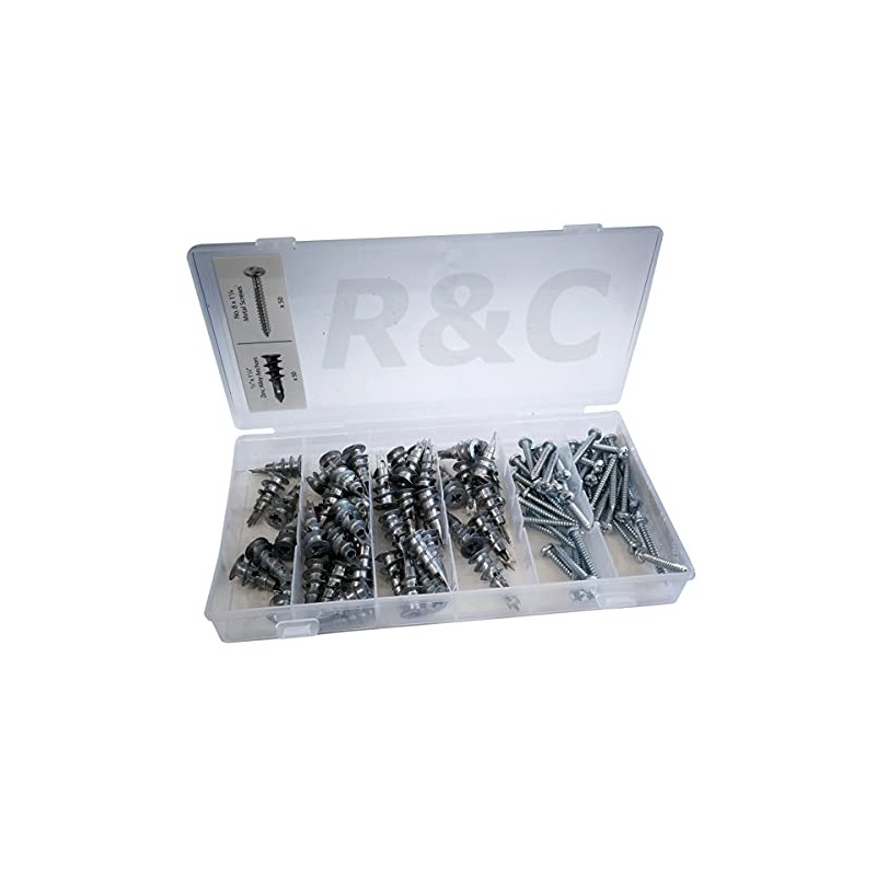 Plasterboard fixings Set, 100 Piece Drywall Anchors Size 13 x