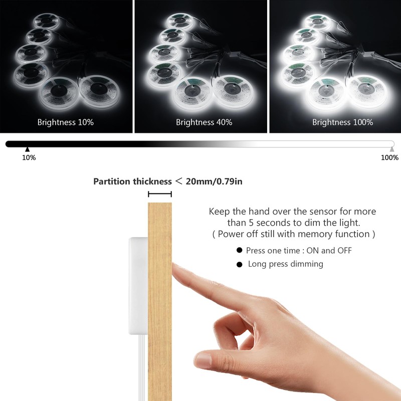 CHNMALITAI 12V COB LED Strip, 6 Pcs 1M White COB