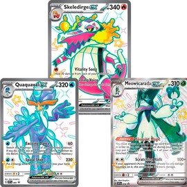 Pokémon Jumbo Cards - 3 Initials of Latest Developments - Scarlet and Purple, Skeledirge EX, Meowscarada EX and Quaquaval EX, Jumbo XXL Promo Cards, Large Cards