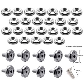 STETION Stainless Steel 25 Pcs Fender Bumper Washer Bolt M5x20mm CNC Finishing Washer Engine Bay Dress Up Fastener Kit Flares Widebody Installation Hardware Kit